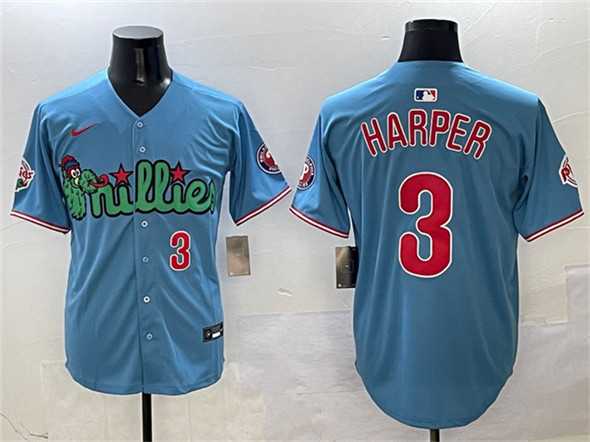 Mens Philadelphia Phillies #3 Bryce Harper Light Blue Phanatic Limited Stitched Jersey->philadelphia phillies->MLB Jersey